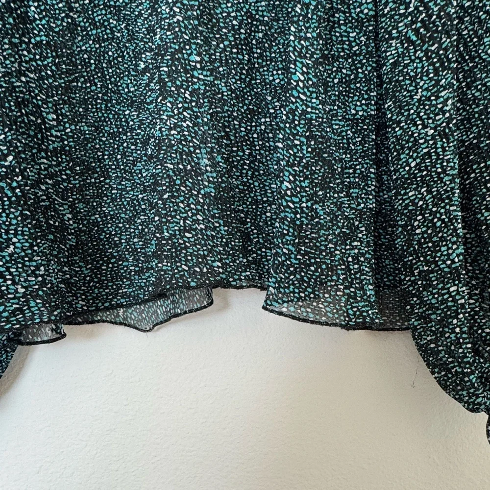 Zara Black and Green Patterned Blouse - Picture 3 of 9
